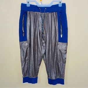 Akademiks Y2K Vintage Men's Blue & Metallic Silver Drawstring Jogger Size Large
